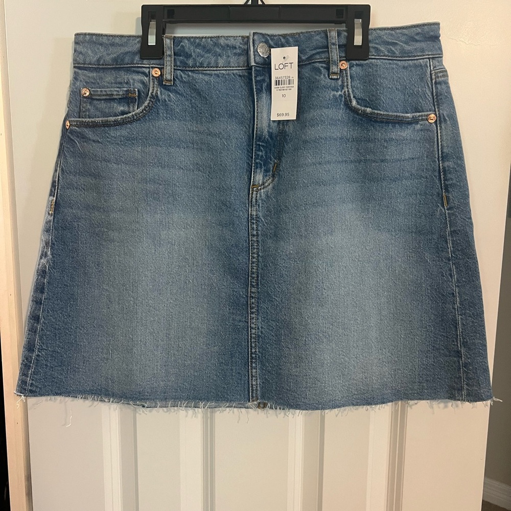 LOFT Women's raw hem denim skirt